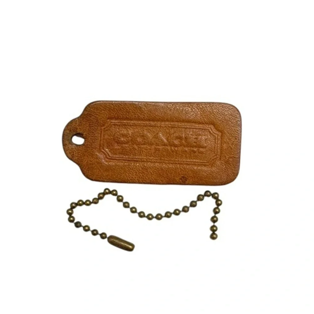 Coach vintage one sided British tan leather replacement hangtag hang tag
